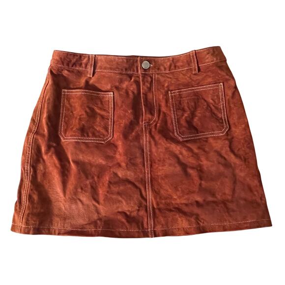 BLANK NYC Suede Leather Mini Skirt Pockets Tobacco Brown Women's 29 - Picture 1 of 13